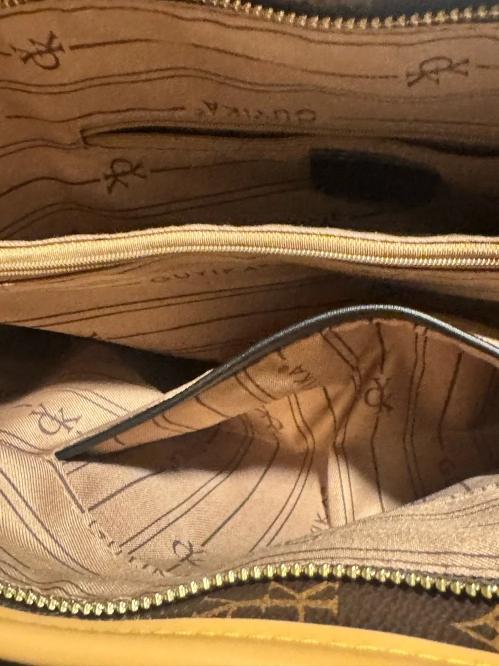 Guyika Brown Monogram Tote with Tan Trim - Picture 10 of 16